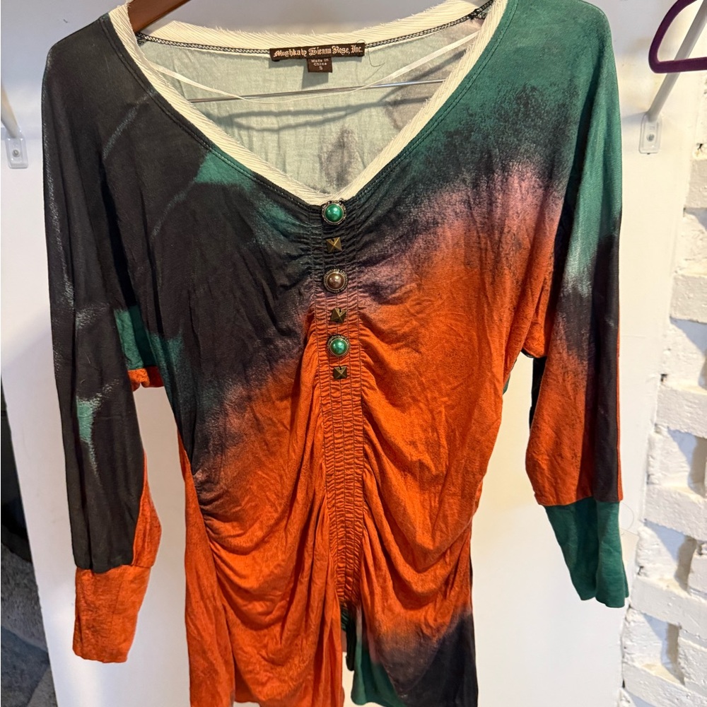 Sienna Rose Green Ruched 3/4 Sleeve Blouse